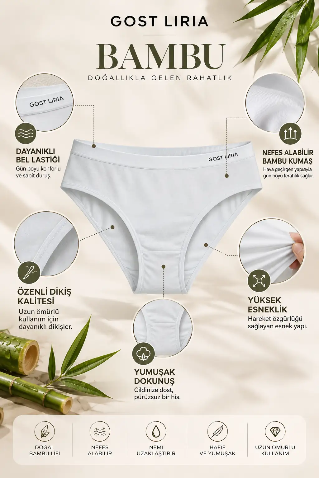 Premium Bambu Slip – 6’lı Paket