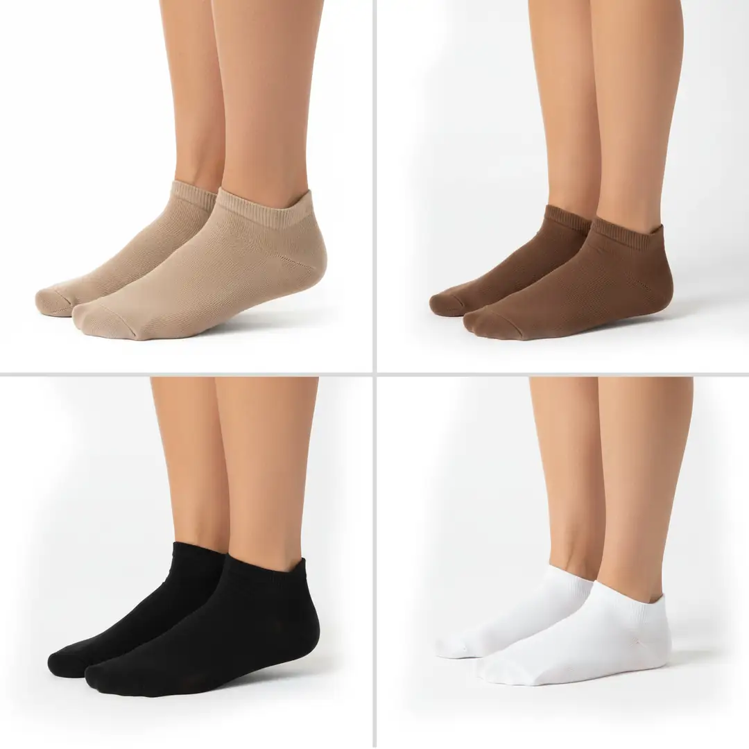 Kadın Bambu Patik Çorap – 4’lü Paket