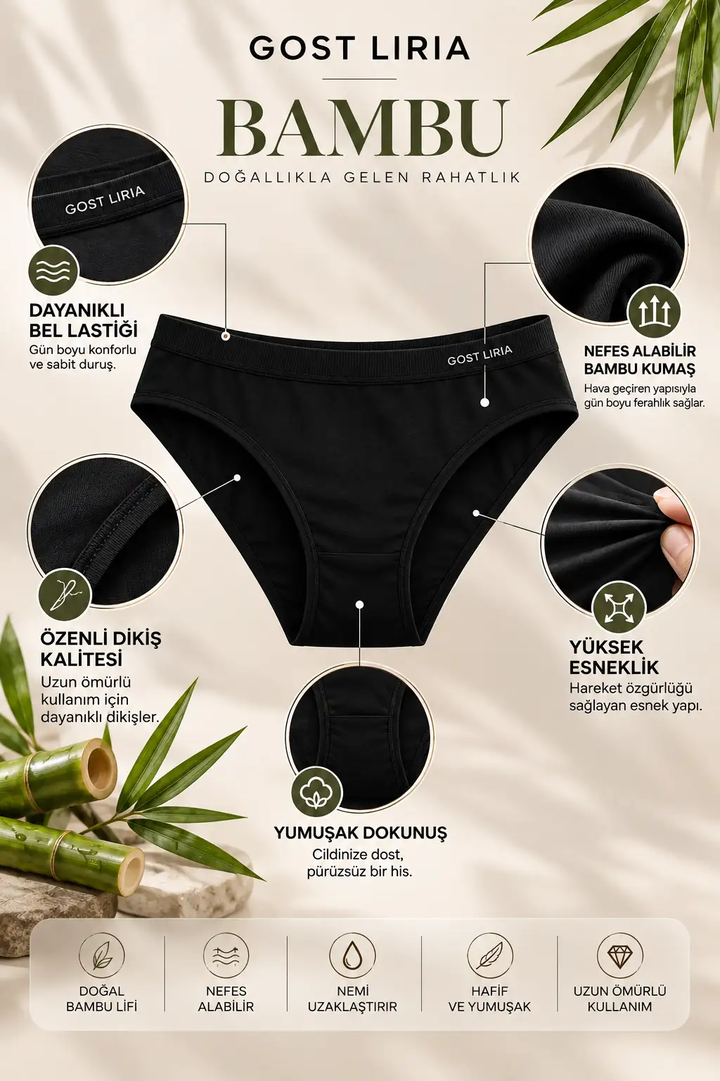 Premium Bambu Slip – 6’lı Paket
