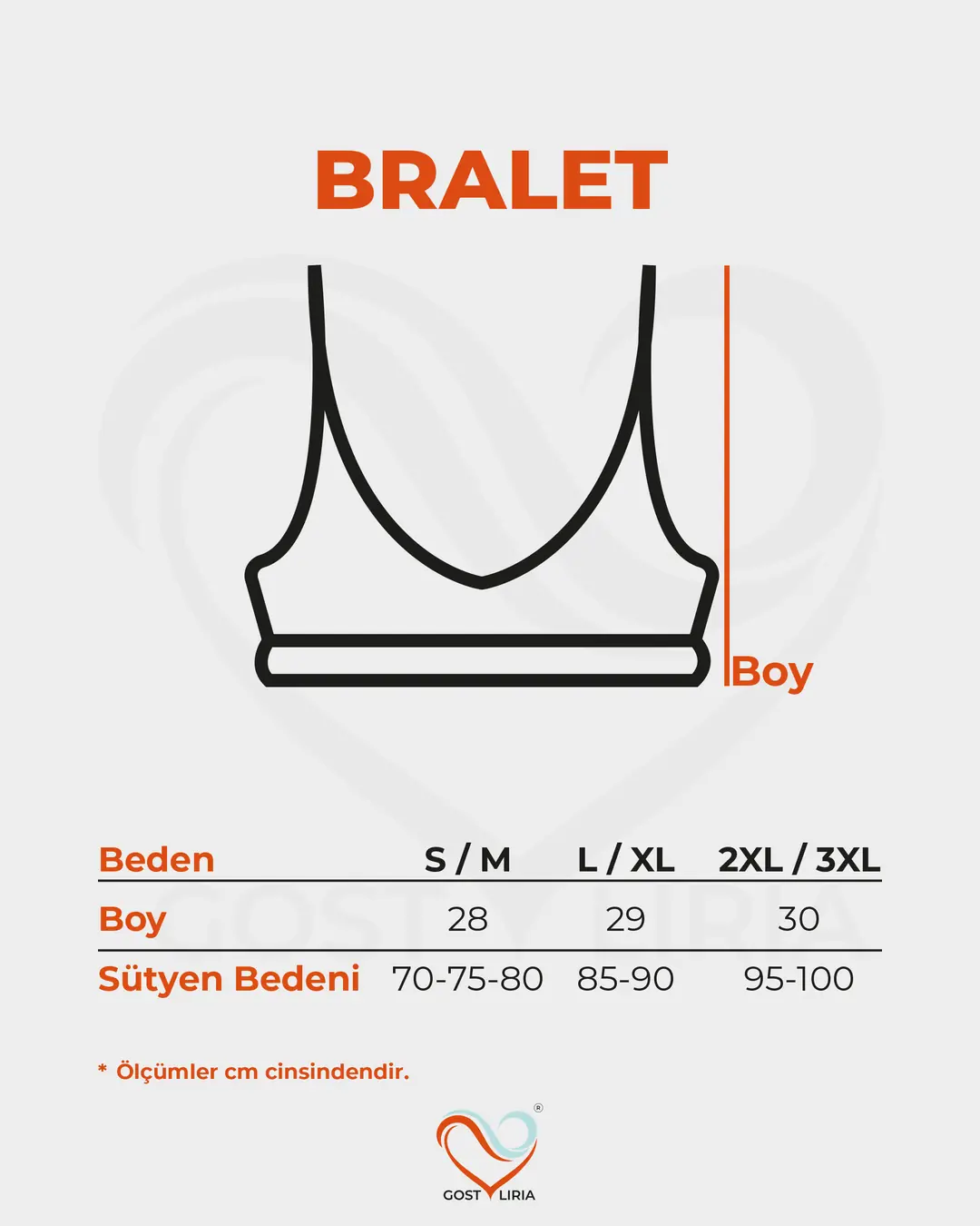 Bralet beden tablosu
