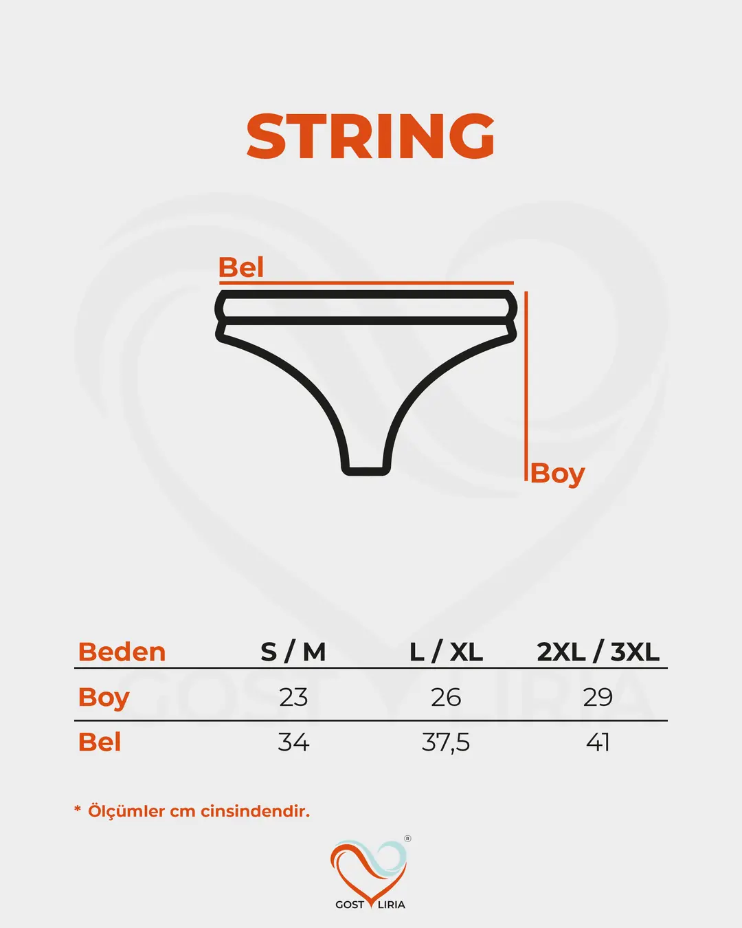 String beden tablosu